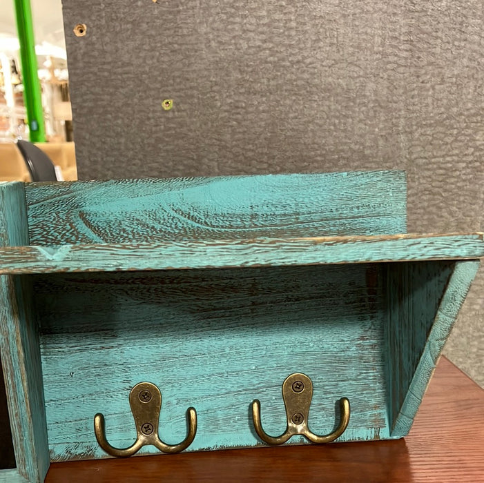 Rustic Mail Organizer With Shelf and Key Hooks