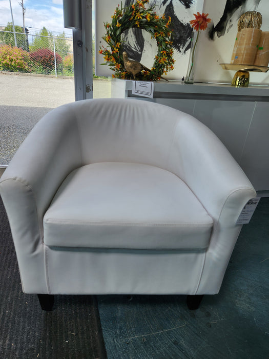 White Leather Arm Chair