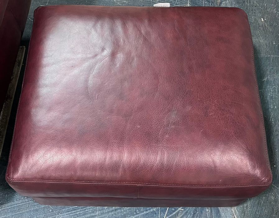 Burgundy Leather Ottoman