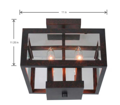 Oxide Brass Semi-Flush Mount Fixture