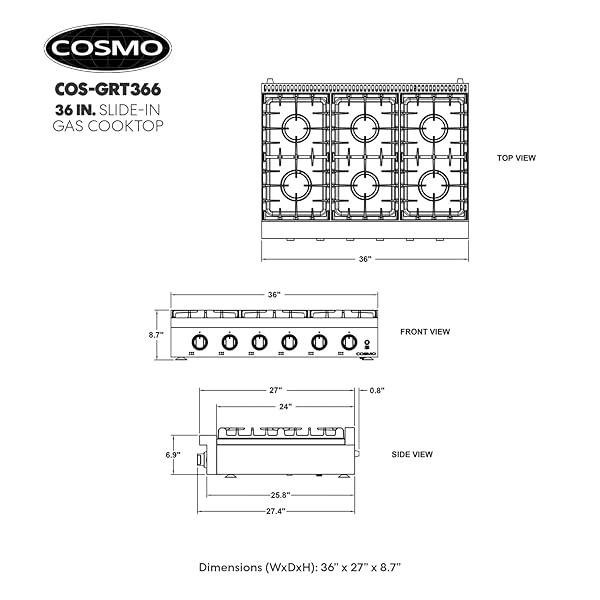 36" Slide-In Counter Gas Cooktop