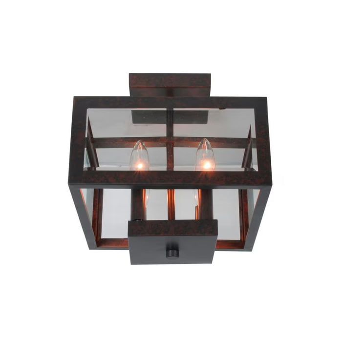 11" 4-Light Oxide Brass Semi-Flush Mount